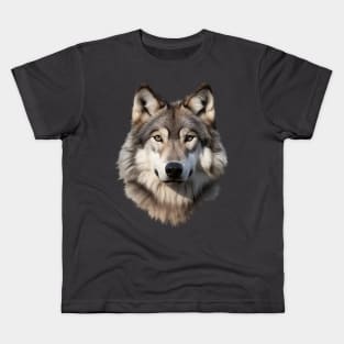 Wolf Head (grey/white) Kids T-Shirt